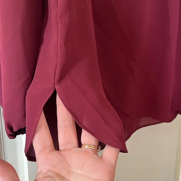 Maette Burgundy Polyester Drop Shoulder Blouse Women’s Size Small - Picture 5 of 13